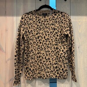 J.Crew 100% cashmere leopard crew neck sweater size M